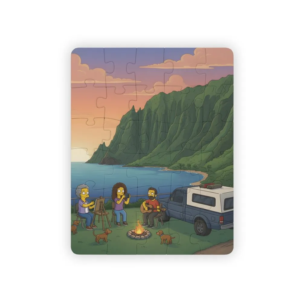 Kids' 30‑Piece Camping Puzzle — Family Beach Campfire Scene