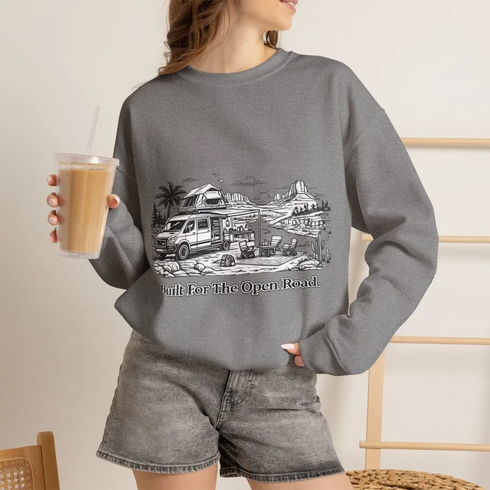 11305698713433682011_2048.jpeg Unisex Heavy Blend™ Crewneck Sweatshirt — "Built For The Open Road" Design Minimal-Line