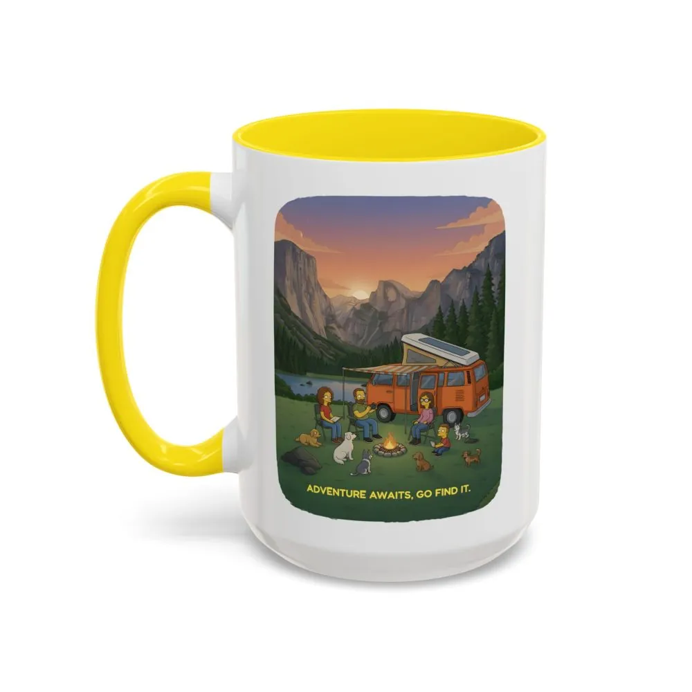 Accent Coffee Mug (11, 15oz) — "Adventure Awaits-Go Find It"" Design Sitcom-Line