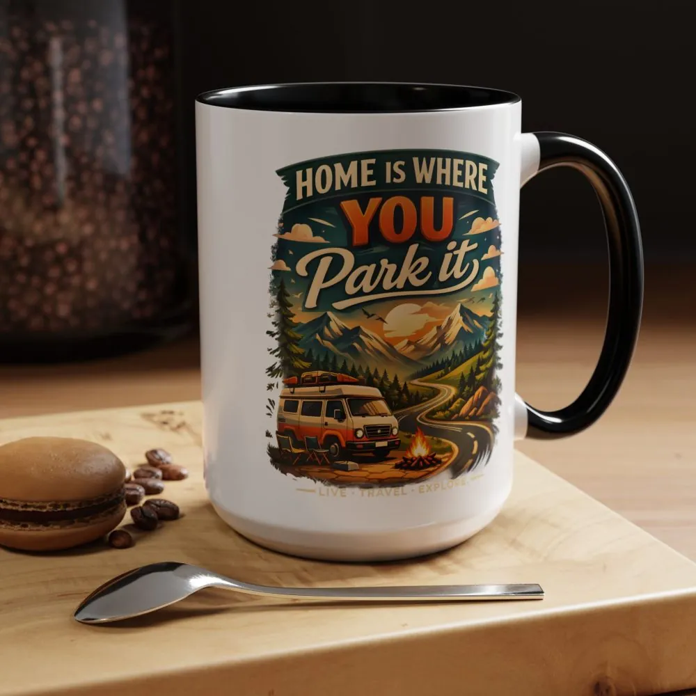 11308263719792703255_2048.jpeg Accent Coffee Mug (11, 15oz) — "Home Is Where You Park It" Design Scenic-Line