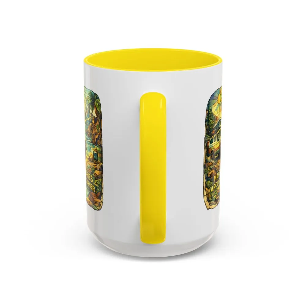 Accent Coffee Mug (11, 15oz) — "Make Memories Around Every Corner" Design Cubic-Line