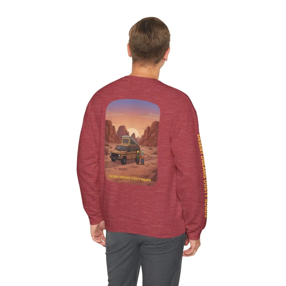 Unisex Heavy Blend™ Crewneck Sweatshirt — "Desert Dreams Dusty Roads" Design Sitcom-Line