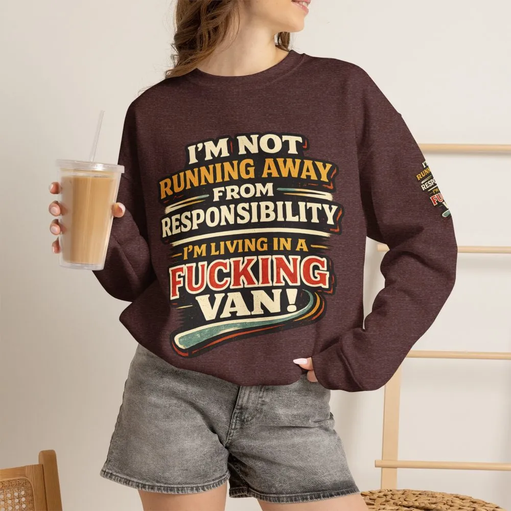 Unisex Heavy Blend™ Crewneck Sweatshirt — "I`m Not running Away" Design F**K-Line