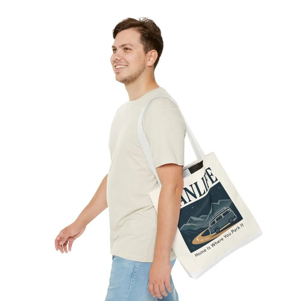 Vanlife Tote Bag — "Vanlife - Home Is Where You Park It" Campervan Beach/Adventure Tote
