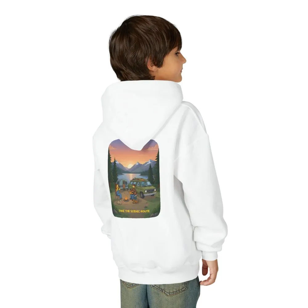 Youth Hoodie(Gildan) – "Take The Scenic Route" (Design Sitcom-Line)
