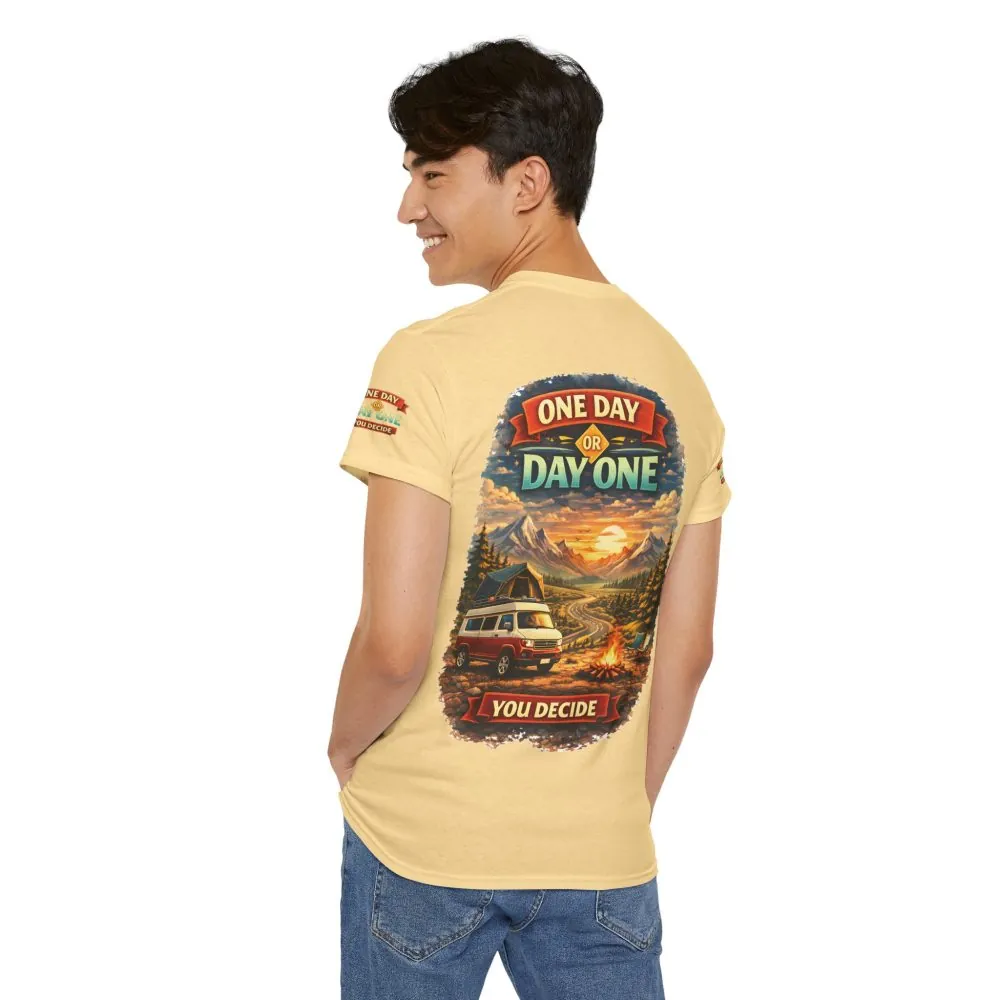 11343290084048397754_2048.jpeg Unisex Heavy Cotton Tee — "One Day Or Day One" Design Scenic-Line