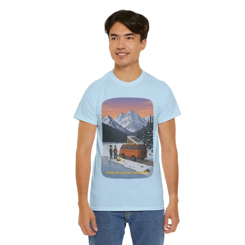 Unisex Heavy Cotton Tee — "Chase The Views-Not The Crowds" Design Sitcom-Line