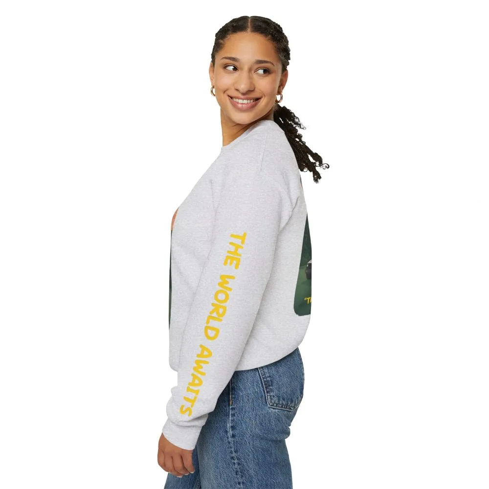 11370068077514258588_2048.jpeg Unisex Heavy Blend™ Crewneck Sweatshirt — "The World Awaits" Design Sitcom-Line