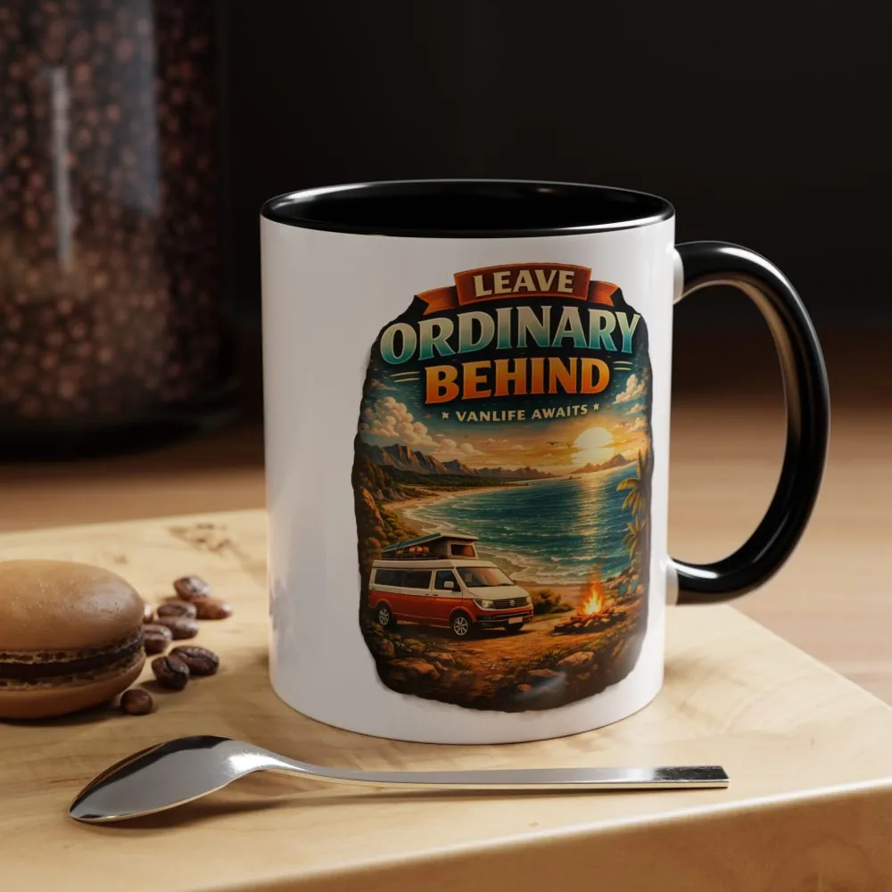 Accent Coffee Mug (11, 15oz) — "Leave Ordinary Behind" Design Scenic-Line