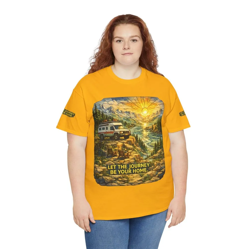 Unisex Heavy Cotton Tee — "Let The Journey Be Your Home" Design Cubic-Line