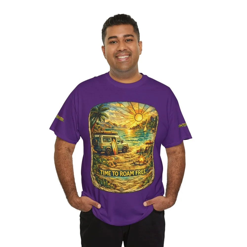 1137741993785352908_2048.jpeg Unisex Heavy Cotton Tee — "Time To Roam Free" Design Cubic-Line