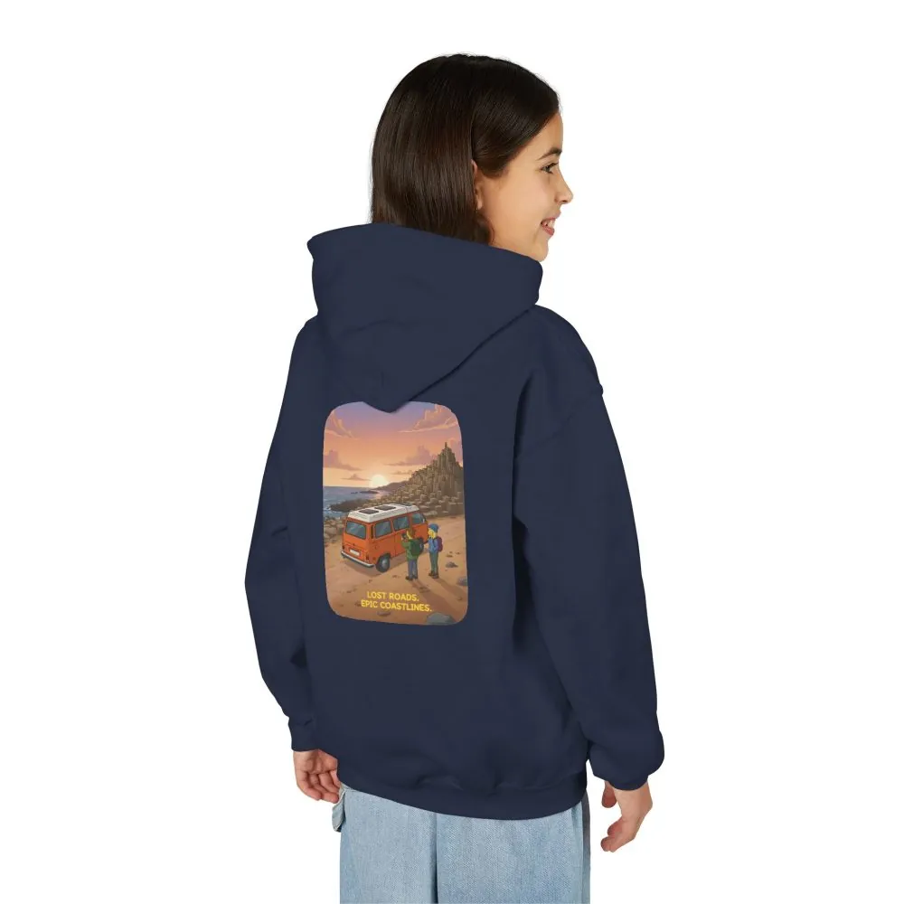 Youth Hoodie(Gildan) – "Lost Roads Epic Coastlines" (Design Sitcom-Line)