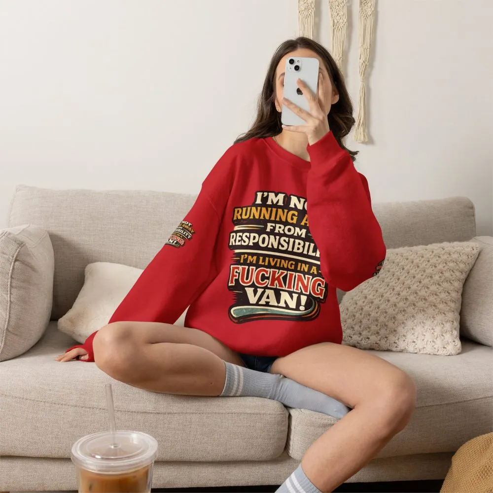 Unisex Heavy Blend™ Crewneck Sweatshirt — "I`m Not running Away" Design F**K-Line