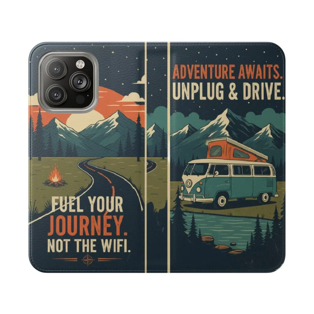 Flip Phone Case — "Fuel Your Journey, Not the Wifi" Wallet Cover