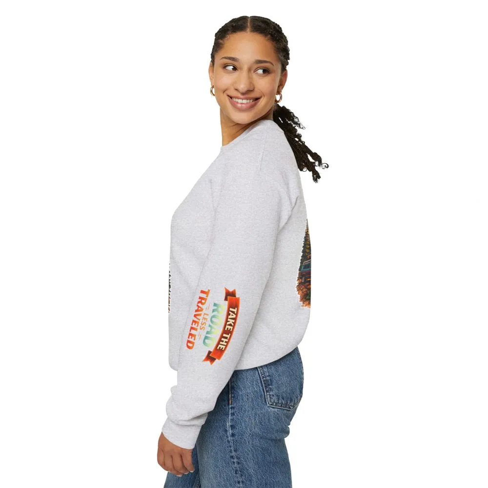 11396889339840736200_2048.jpeg Unisex Heavy Blend™ Crewneck Sweatshirt — "Take The Road Less Traveled" Design Scenic-Line
