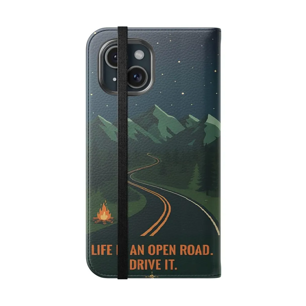 11397204280327939712_2048.jpeg Flip Phone Case — "Roam More Worry Less - Life Is An Open Road" Phone Wallet