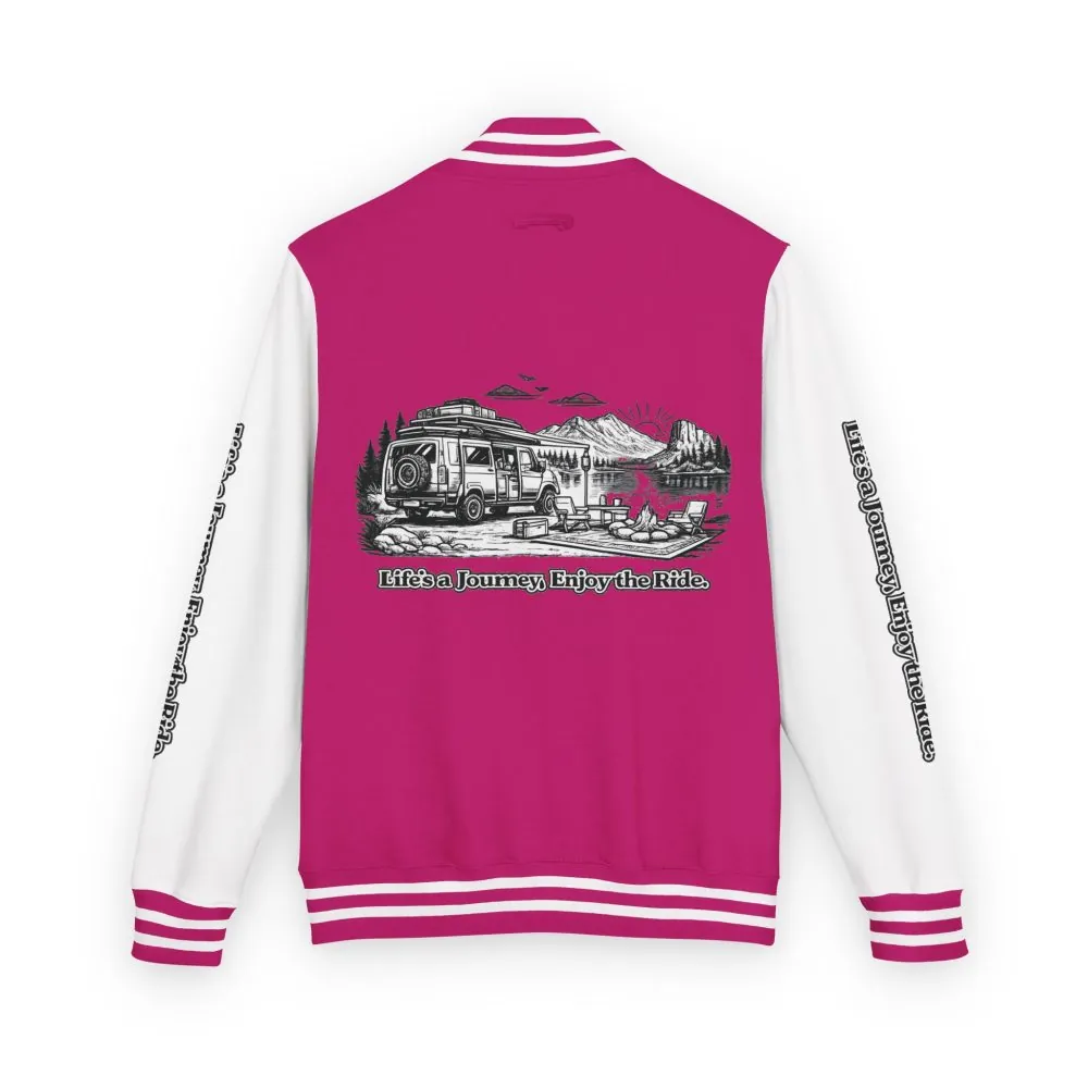 Unisex Heavyweight Letterman Jacket — "Lifes A Journey,Enjoy The Ride" Travel Varsity Coat