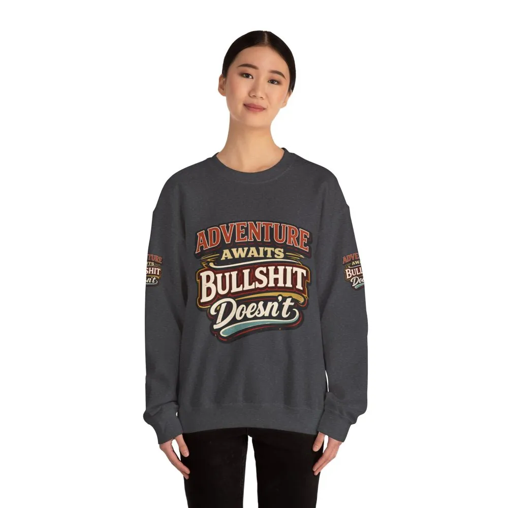 Unisex Heavy Blend™ Crewneck Sweatshirt — "Adventure Awaits" Design F**K-Line