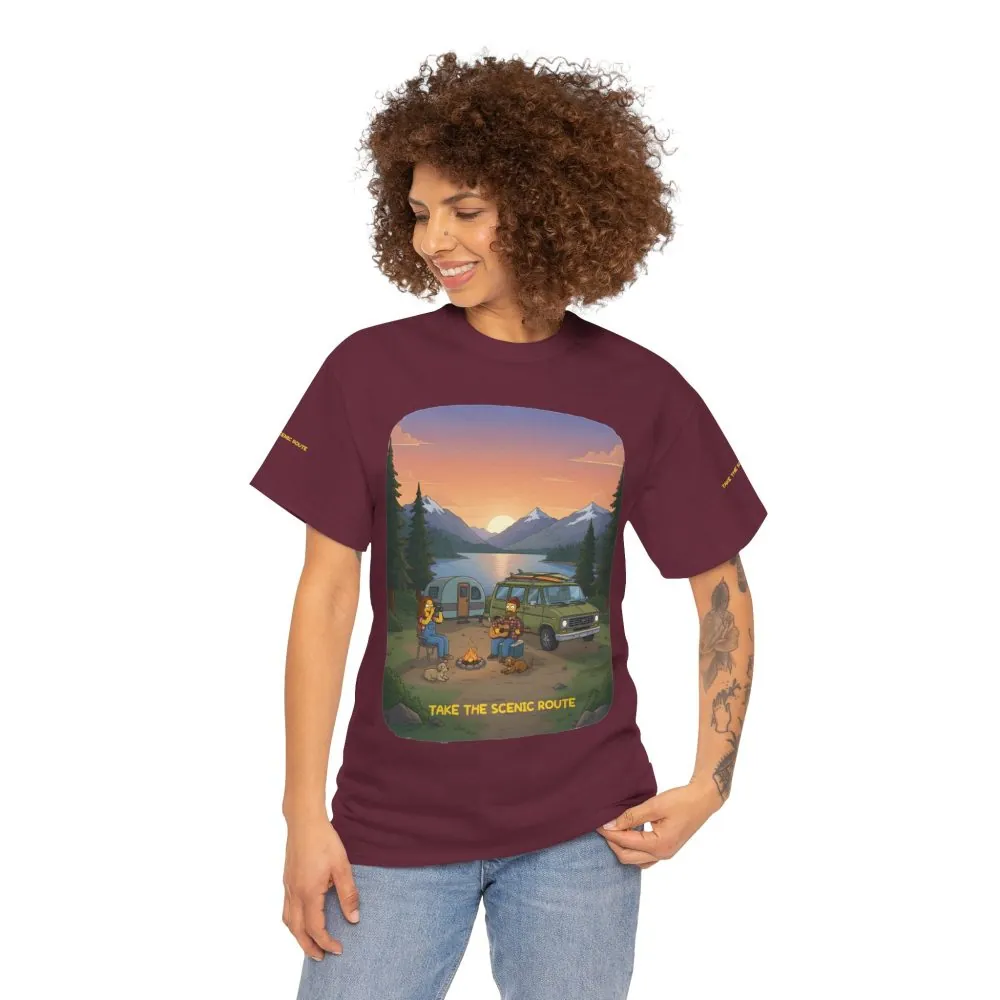 Unisex Heavy Cotton Tee — "Take The Scenic Route" Design Sitcom-Line