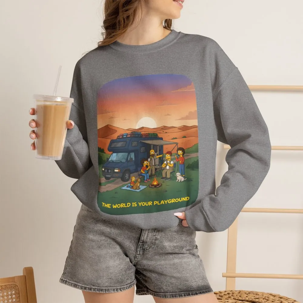 Unisex Heavy Blend™ Crewneck Sweatshirt — "The World Is Your playground" Design Sitcom-Line