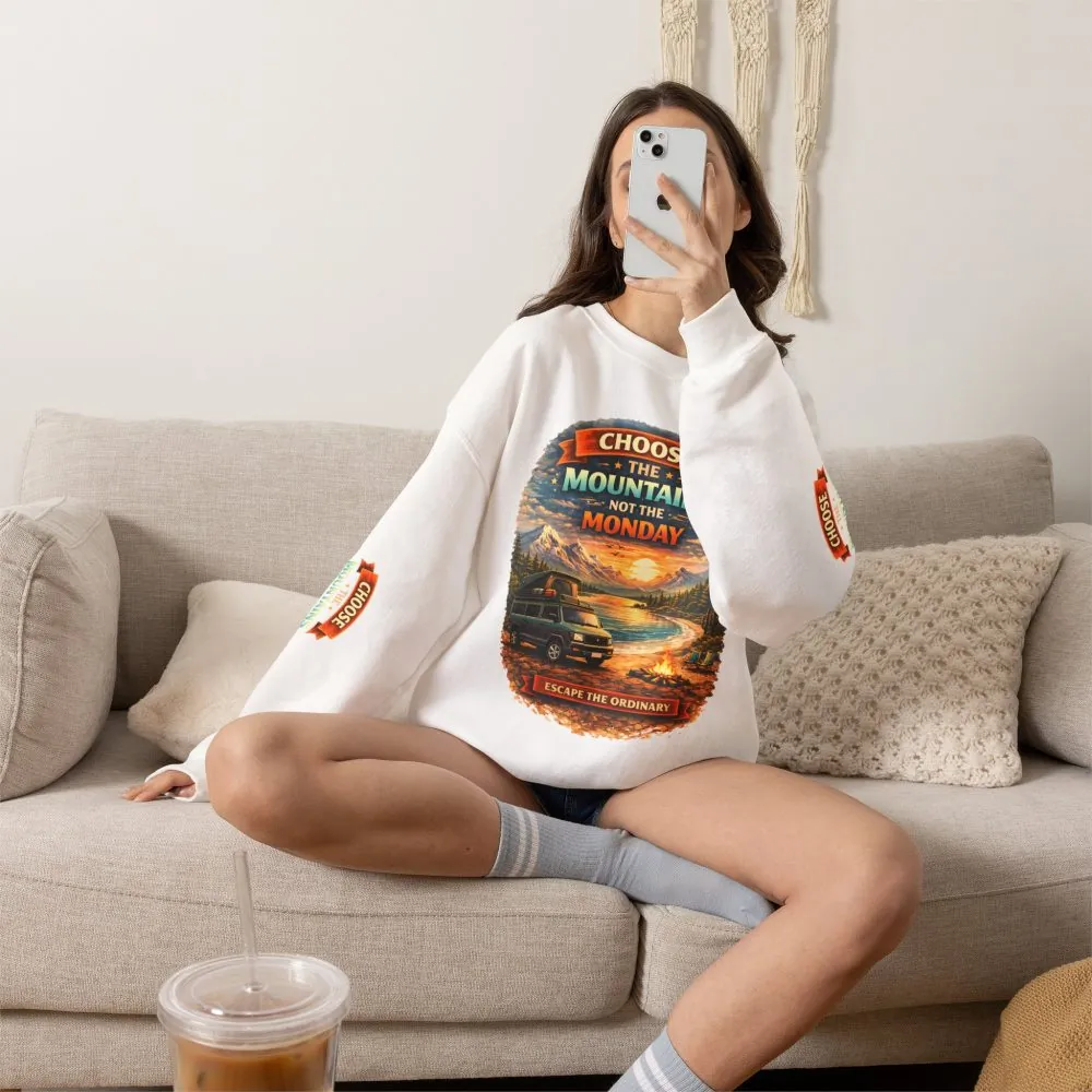 Unisex Heavy Blend™ Crewneck Sweatshirt — "Choose The Mountens" Design Scenic-Line