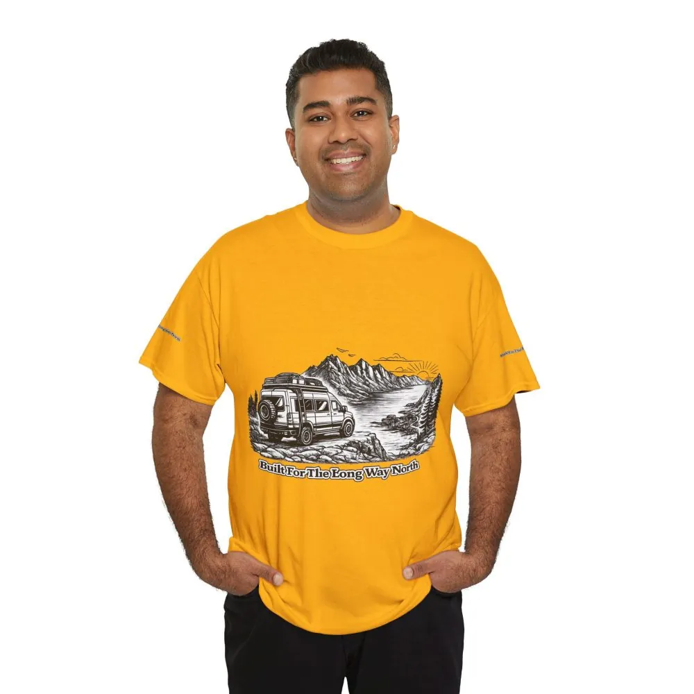 Unisex Heavy Cotton Tee — "Built For The Long Way North" Design Minimal-Line