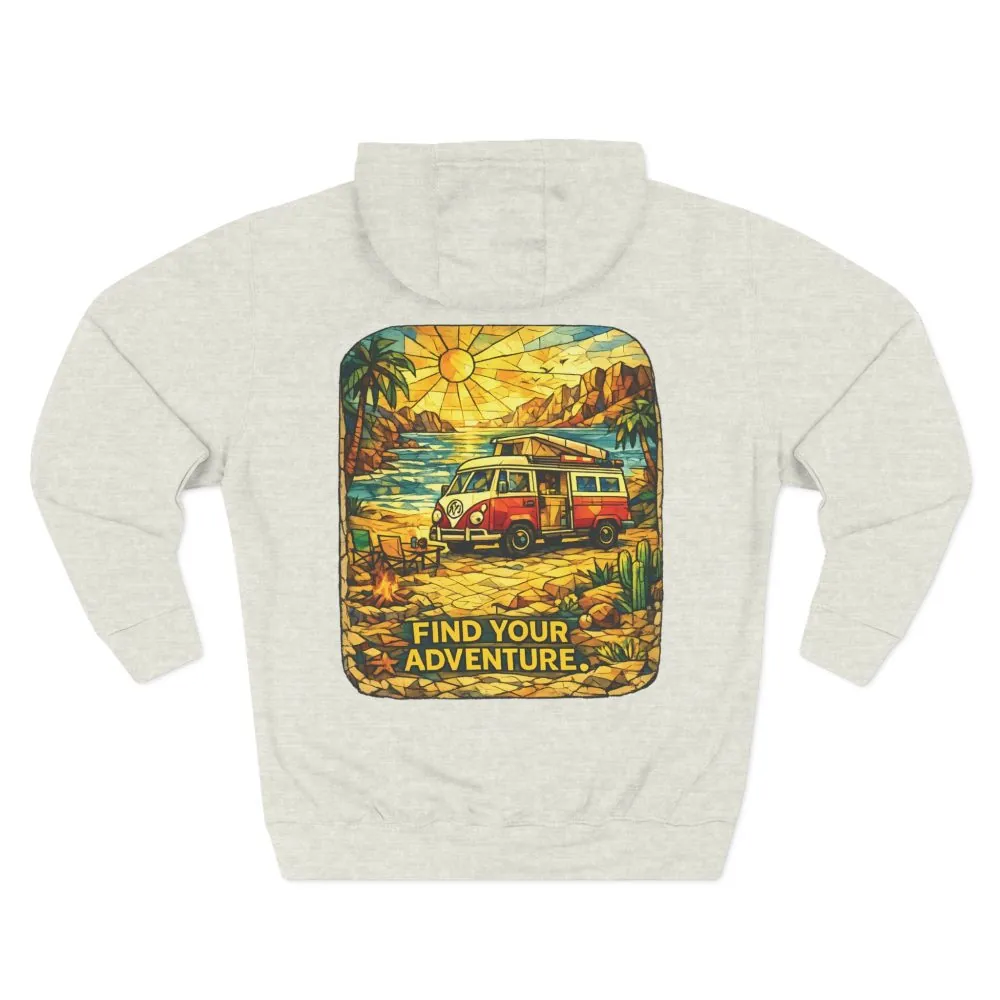 114276393263029428_2048.jpeg Three-Panel Fleece Hoodie - ""Find Your Adventure"" Design Cubic-Line