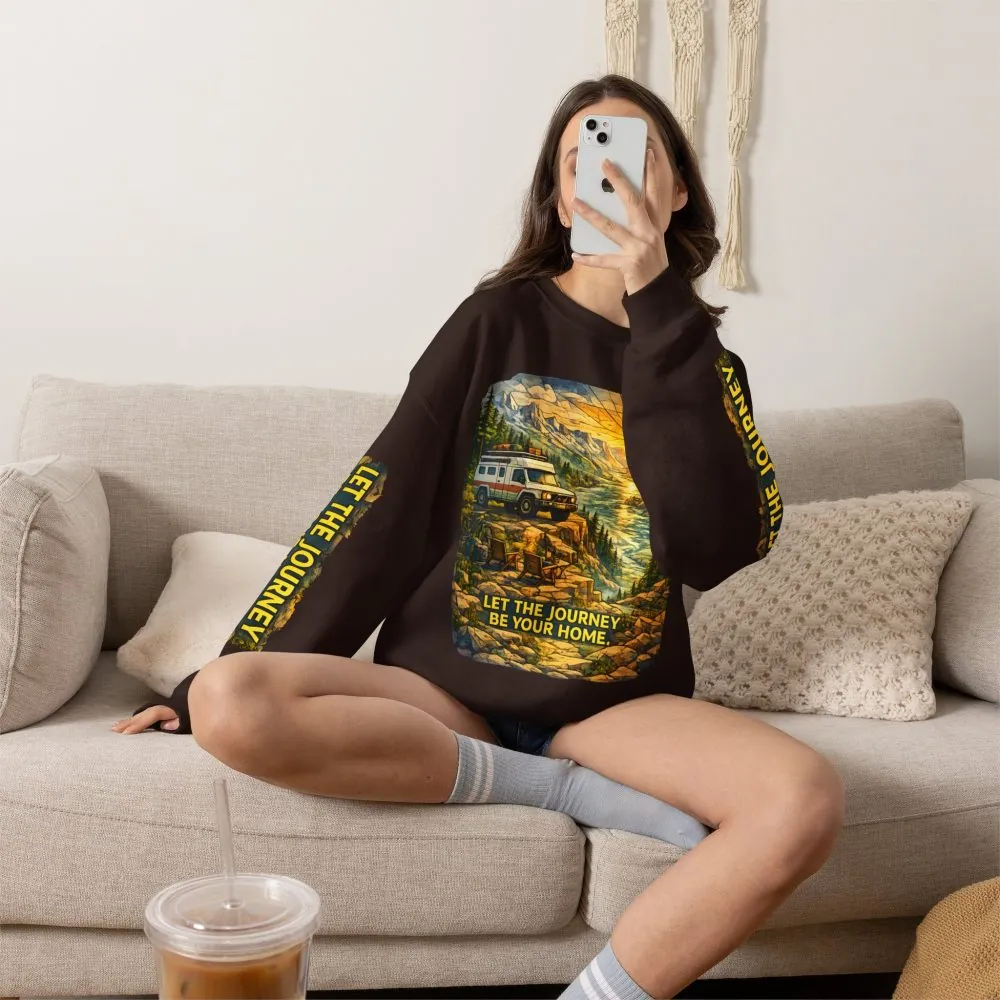 Unisex Heavy Blend™ Crewneck Sweatshirt — "Let The Journey Be Your Home" Design Cubic-Line