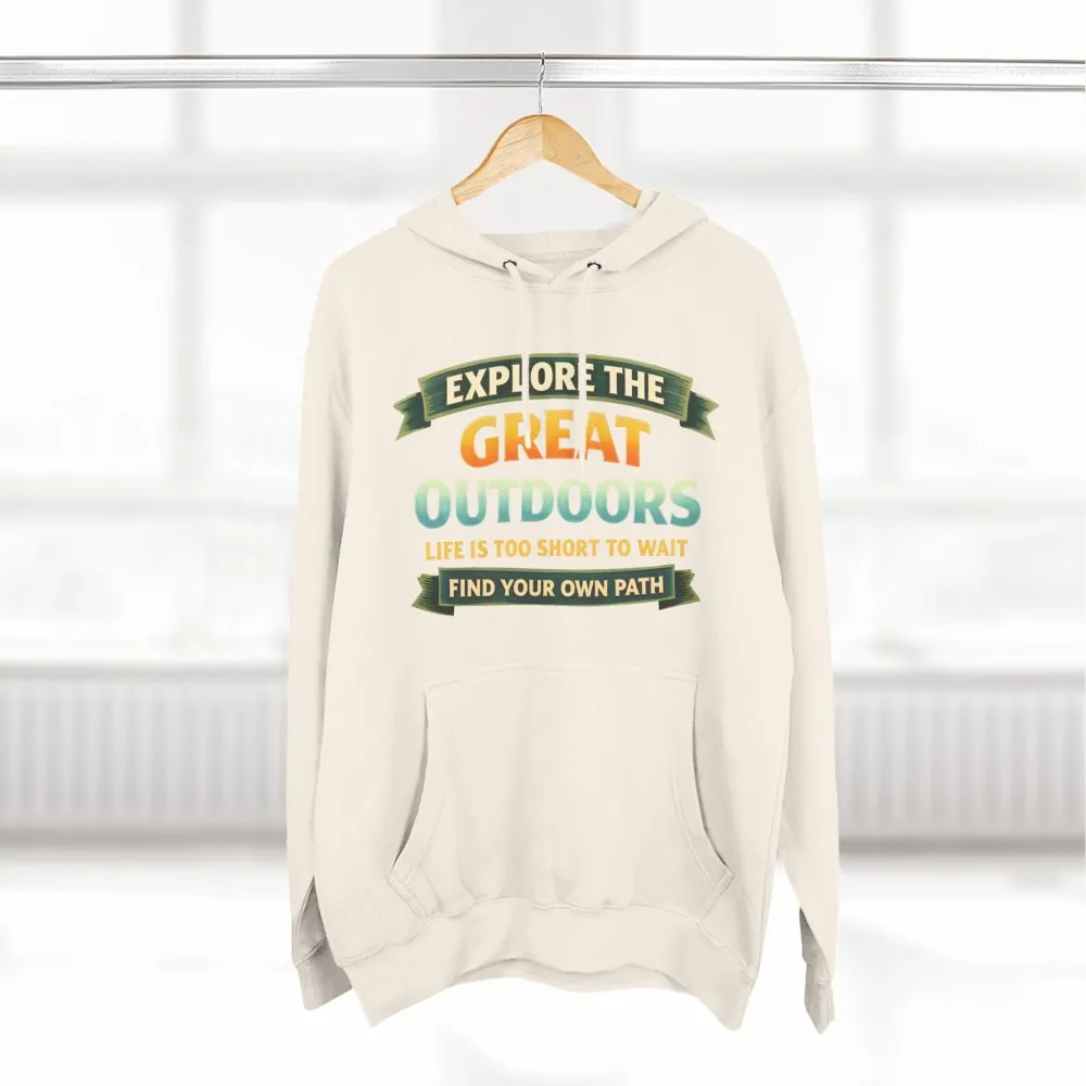 Three-Panel Fleece Hoodie - "Explore The Great Outdoors" Design Scenic-Line