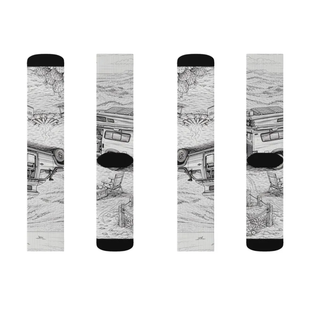 Sublimation Socks — Retro Camper Roadtrip Crew Socks