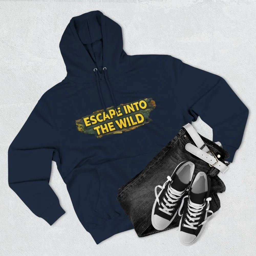 Three-Panel Fleece Hoodie - "Escape Into The Wild" Design Cubic-Line