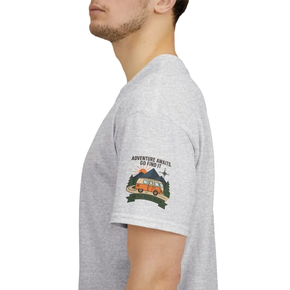 Unisex Heavy Cotton Tee — 'Adventure Awaits. Go Find It' Camper Van T‑Shirt