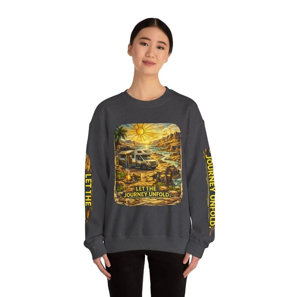 11439253628303628735_2048.jpeg Unisex Heavy Blend™ Crewneck Sweatshirt — "Let The Journey Unfold" Design Cubic-Line