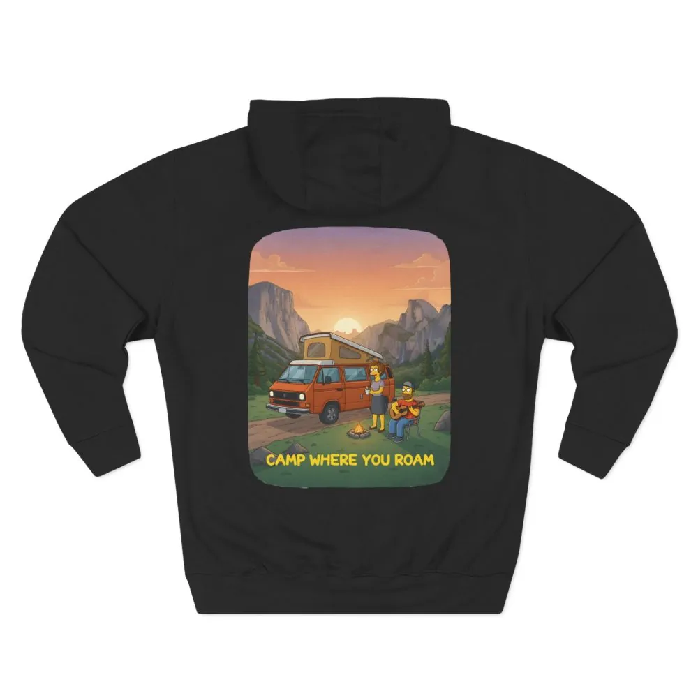 Three-Panel Fleece Hoodie - "Camp Where You Roam" Design Sitcom-Line