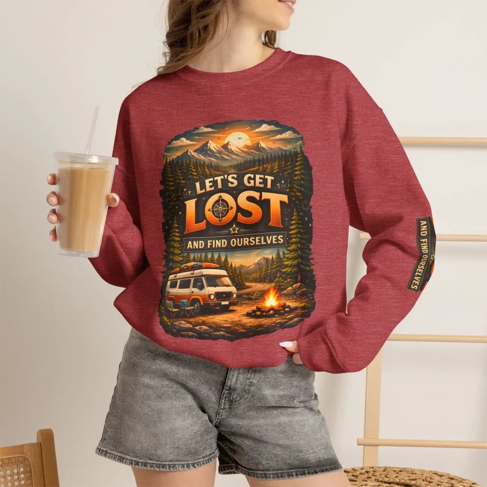 Unisex Heavy Blend™ Crewneck Sweatshirt — "Let´s Get Lost And Found Ourselfs" Design Scenic-Line