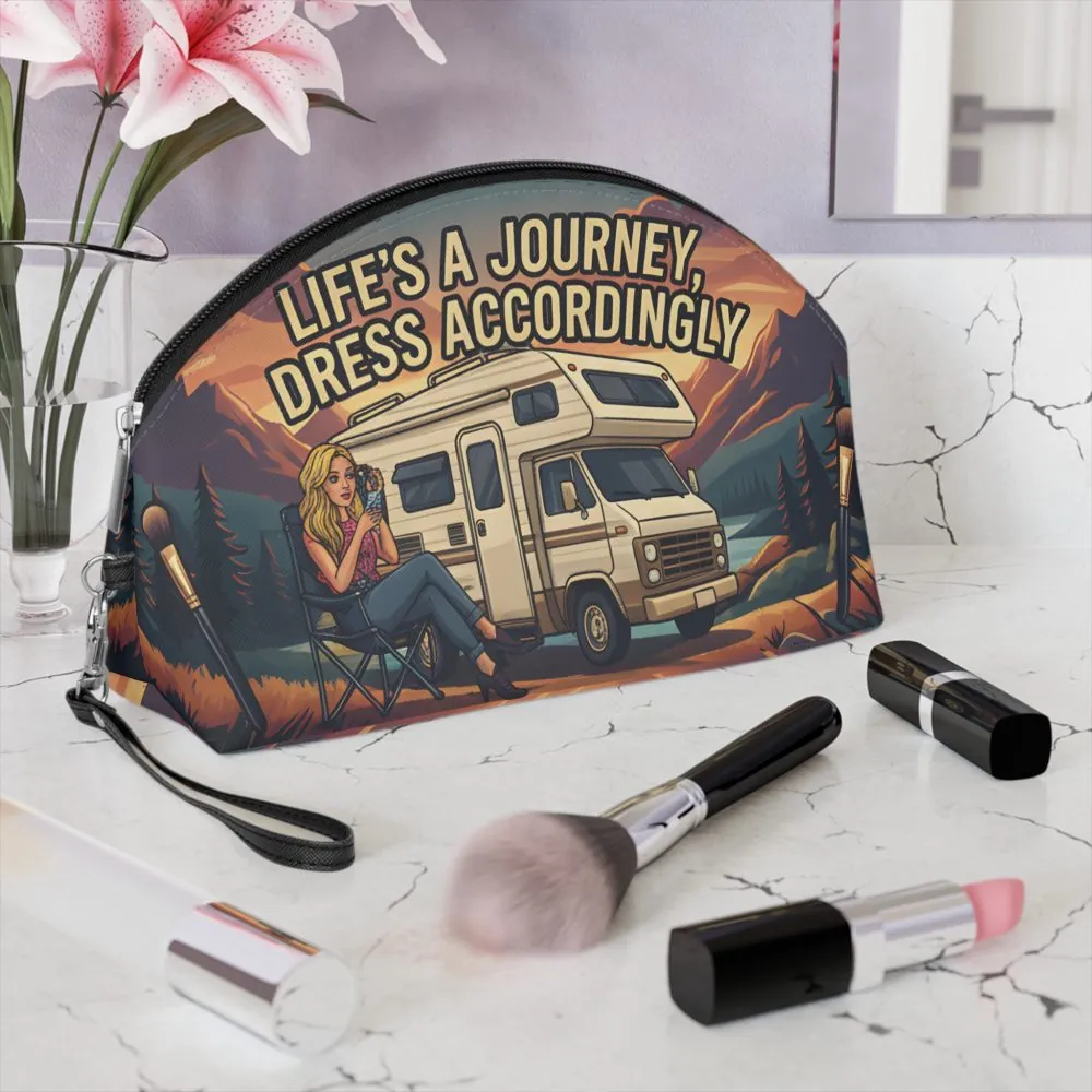Makeup Bag — "Lifes A Journey Dress Accordingly" campervan quoted