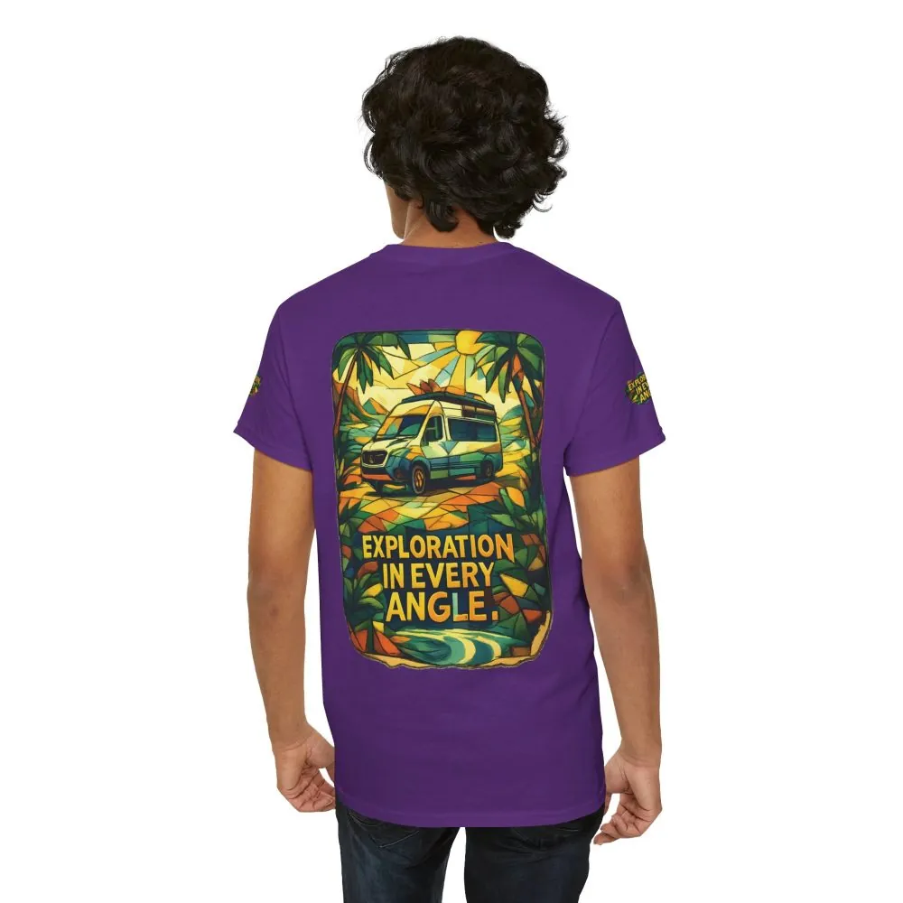 Unisex Heavy Cotton Tee — "Exploration In Every Angle" Design Cubic-Line