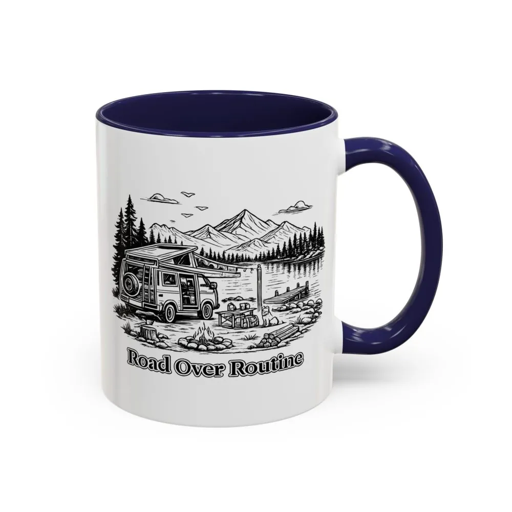 11465088754297470170_2048.jpeg Accent Coffee Mug (11, 15oz) — "Road Over Routine" Design Minimal-Line
