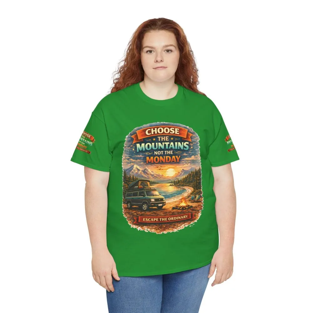 Unisex Heavy Cotton Tee — "Choose The Mountens" Design Scenic-Line