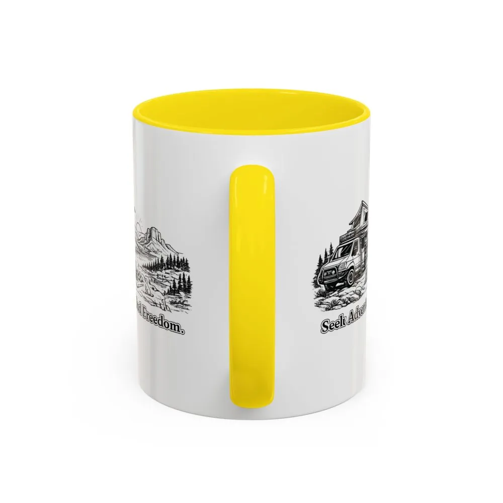 11471169898362765437_2048.jpeg Accent Coffee Mug (11, 15oz) — "Seek Adventure, Find Freedom" Design Minimal-Line