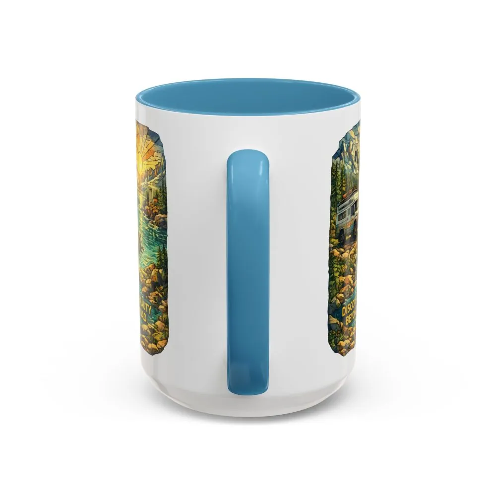 11472342221048108877_2048.jpeg Accent Coffee Mug (11, 15oz) — "Discover The Bieuty Beyond The Road" Design Cubic-Line