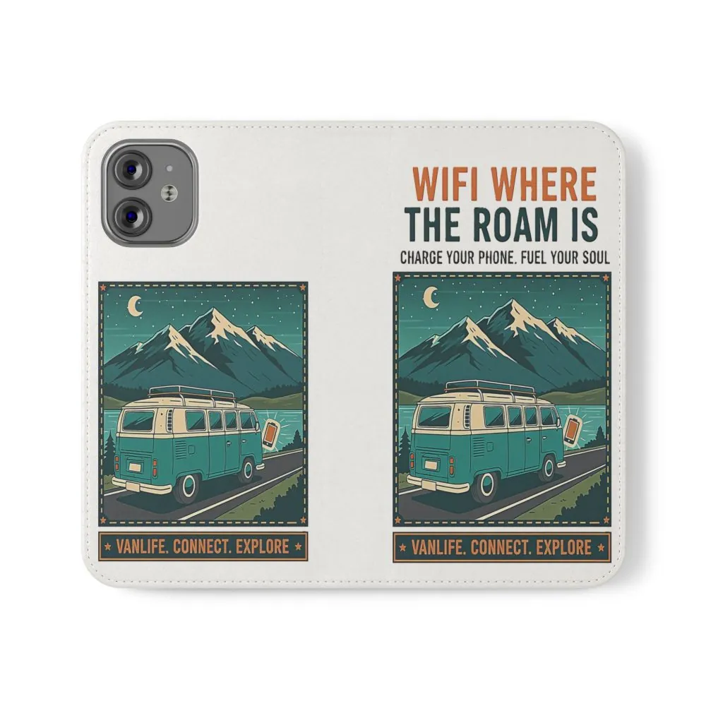 11486461781737237398_2048.jpeg Flip Phone Case — “WiFi Where the Roam Is” Vanlife Wallet Case