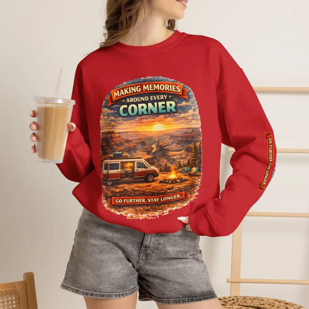 Unisex Heavy Blend™ Crewneck Sweatshirt — "Making Memories Around Every Corner" Design Scenic-Line