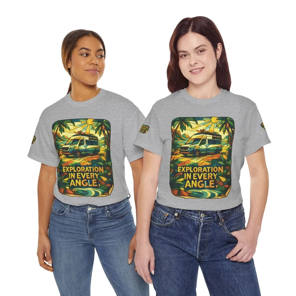 Unisex Heavy Cotton Tee — "Exploration In Every Angle" Design Cubic-Line