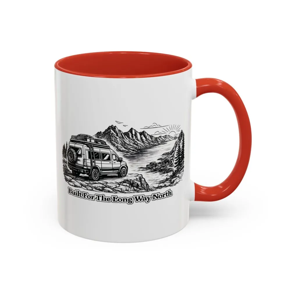 Accent Coffee Mug (11, 15oz) — "Built For The Long Way North" Design Minimal-Line