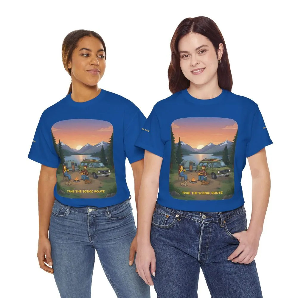 Unisex Heavy Cotton Tee — "Take The Scenic Route" Design Sitcom-Line