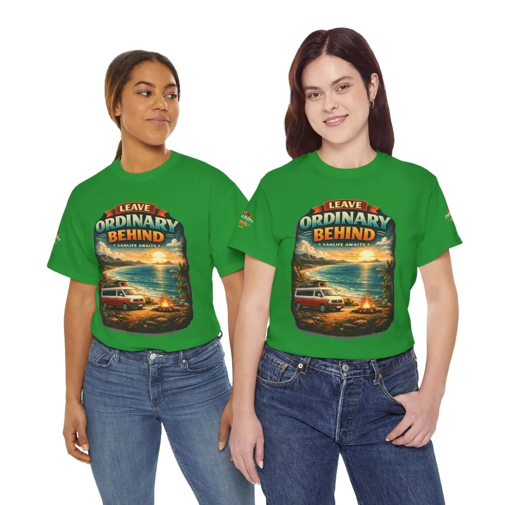 Unisex Heavy Cotton Tee — "Leave Ordinary Behind" Design Scenic-Line