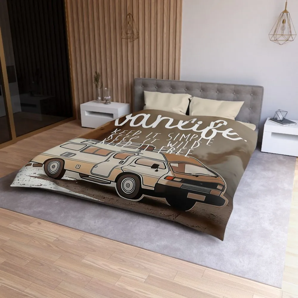 Duvet Cover — "Vanlife: Keep It Simple, Keep It Wild, Keep It Free"