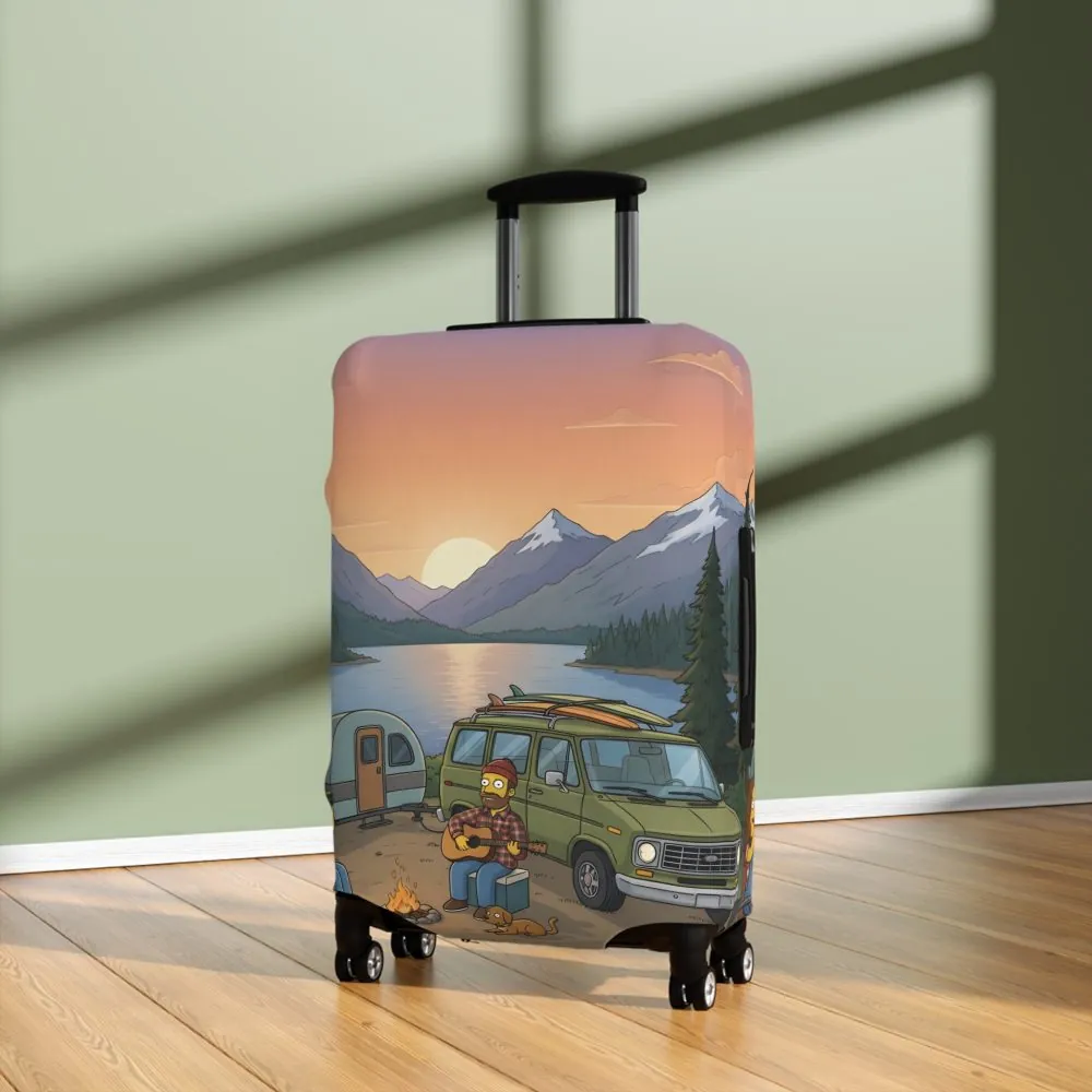 Luggage Cover — Adventure Camper Sketch Travel Suitcase(Design Sitcom-Line)