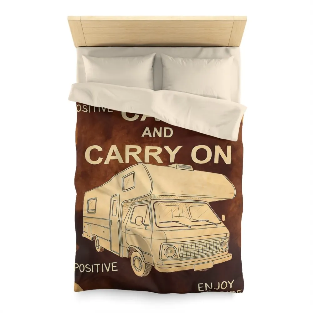 Duvet Cover - "Keep Calm and Carry On" RV Camper Retro Travel Microfiber Duvet